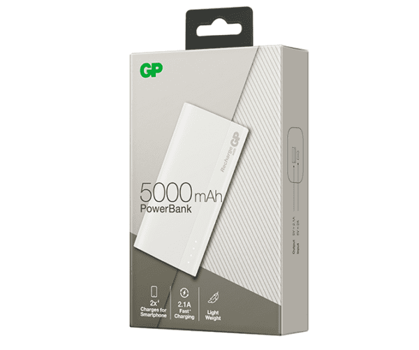 Външна батерия GP GPB05 , 5000 MAH, бяла