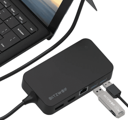 Хъб 7в1 BlitzWolf BW-TH7, HDMI, Display Port, 3.5mm, USB 3.0, RJ45 Gigabit Ethernet