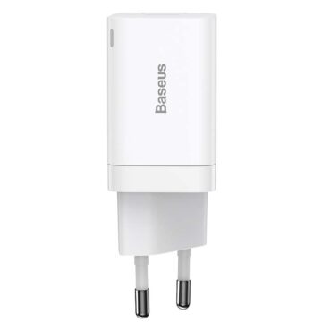 Адаптер/Зарядно за смартфон Baseus Super Si Pro, QC, USB + USB-C 30W (бял)