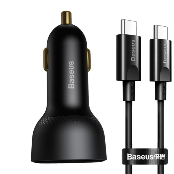 Зарядно за кола Baseus Superme USB, USB-C, 100W + USB-C кабел