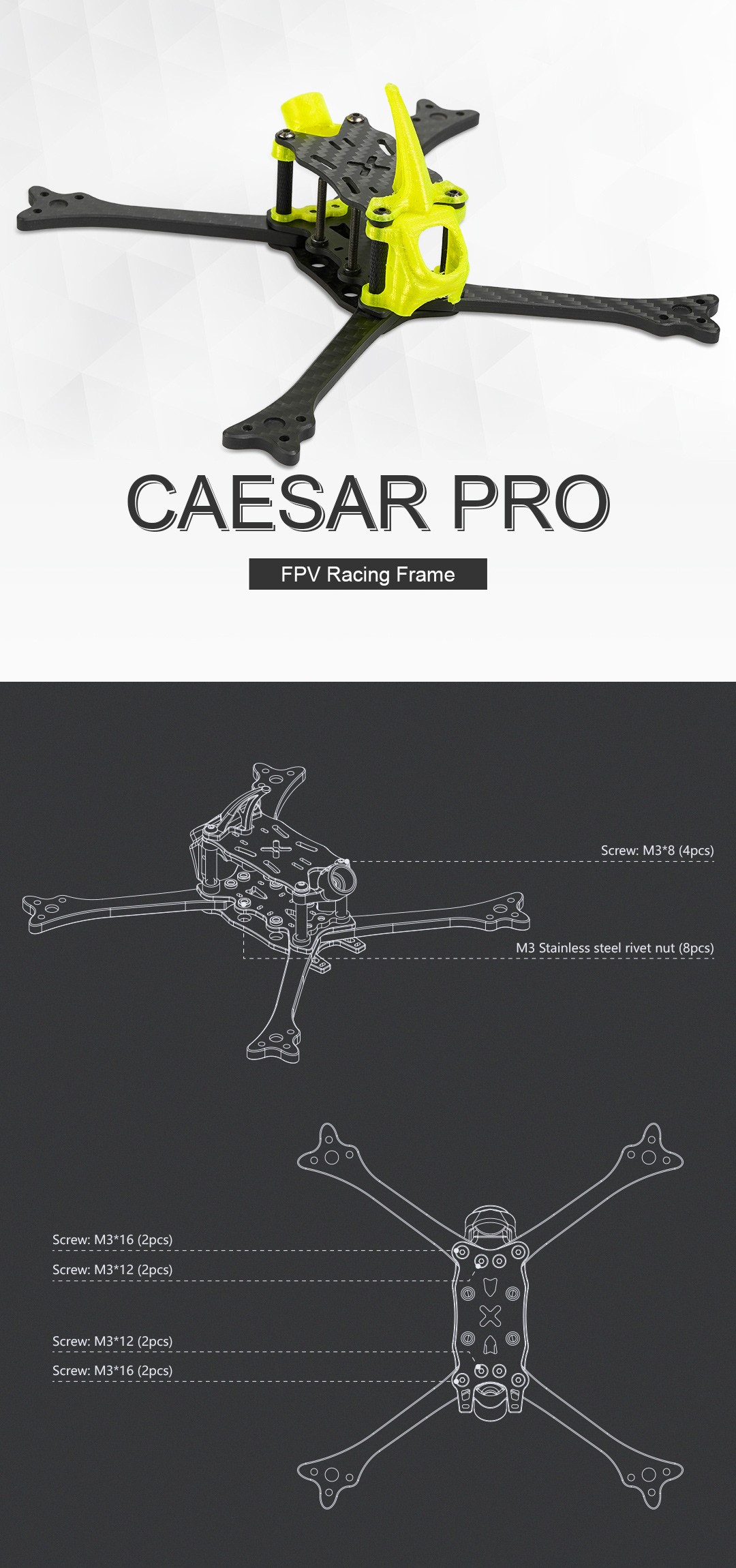 Рамка за FPV дрон Foxeer Caesar Pro 5" T700 Racing HDZero