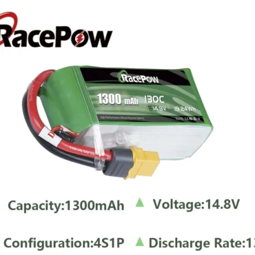 Lipo батерия с XT60 конектор 1300mAh 4S 14.8V 130C RacePow
