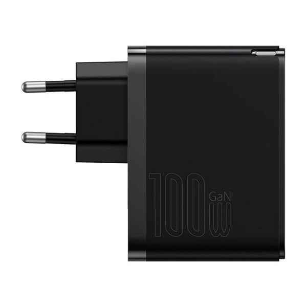 Зарядно Baseus GaN USB-C + USB, 100W + 1m кабел (черно)